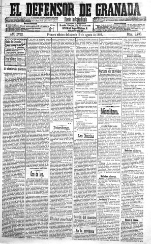 'El Defensor de Granada  : diario político independiente' - Año XVIII Número 9735 1ª ed. - 1897 Agosto 14