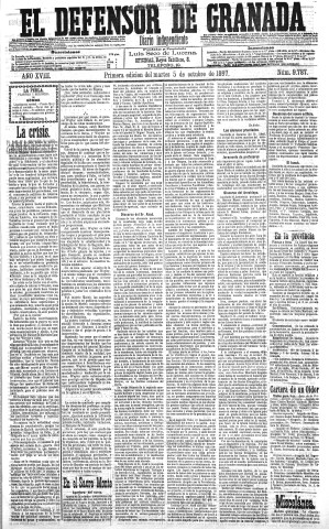 'El Defensor de Granada  : diario político independiente' - Año XVIII Número 9787 1ª ed. - 1897 Octubre 05