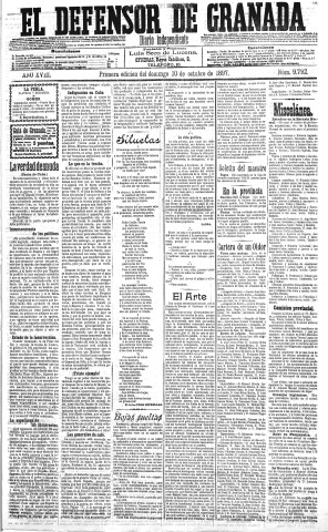 'El Defensor de Granada  : diario político independiente' - Año XVIII Número 9792 1ª ed. - 1897 Octubre 10