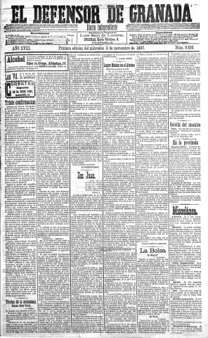 'El Defensor de Granada  : diario político independiente' - Año XVIII Número 9816 1ª ed. - 1897 Noviembre 03