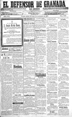 'El Defensor de Granada  : diario político independiente' - Año XVIII Número 9821 1ª ed. - 1897 Noviembre 08
