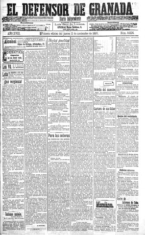 'El Defensor de Granada  : diario político independiente' - Año XVIII Número 9824 1ª ed. - 1897 Noviembre 11