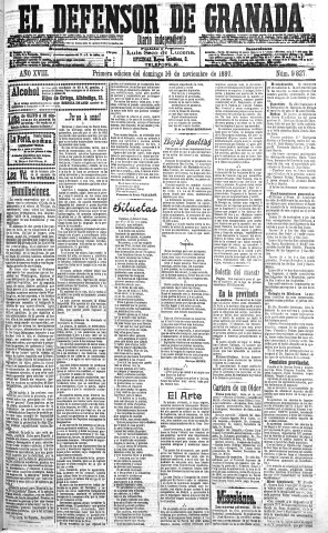 'El Defensor de Granada  : diario político independiente' - Año XVIII Número 9827 1ª ed. - 1897 Noviembre 14