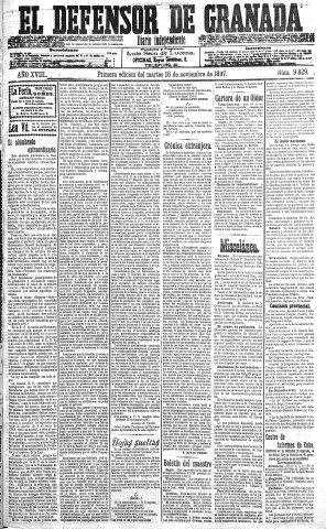 'El Defensor de Granada  : diario político independiente' - Año XVIII Número 9829 1ª ed. - 1897 Noviembre 16