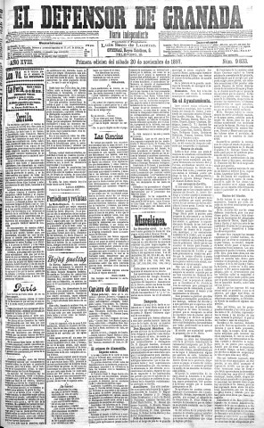 'El Defensor de Granada  : diario político independiente' - Año XVIII Número 9833 1ª ed. - 1897 Noviembre 20