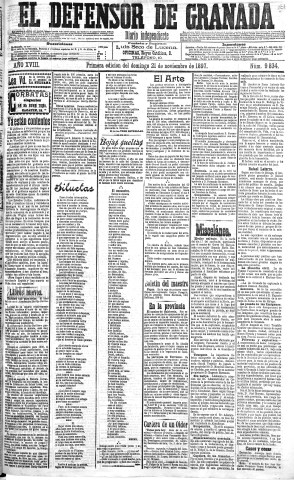 'El Defensor de Granada  : diario político independiente' - Año XVIII Número 9834 1ª ed. - 1897 Noviembre 21