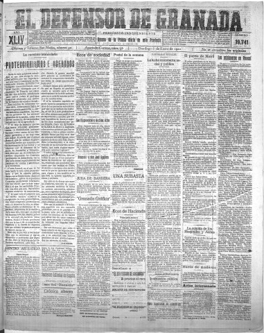 'El Defensor de Granada  : diario político independiente' - Año XLIV Número 19741  - 1922 Enero 08
