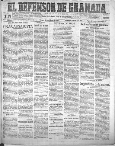 'El Defensor de Granada  : diario político independiente' - Año XLIV Número 19802  - 1922 Marzo 24