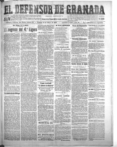 'El Defensor de Granada  : diario político independiente' - Año XLIV Número 19841  - 1922 Mayo 12