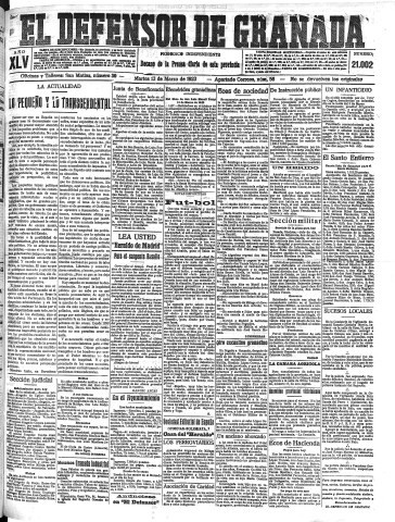 'El Defensor de Granada  : diario político independiente' - Año XLV Número 21002  - 1923 Marzo 13