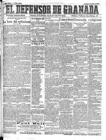 'El Defensor de Granada  : diario político independiente' - Año XLV Número 21018  - 1923 Abril 01