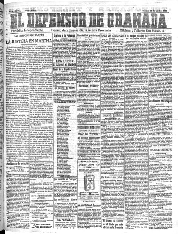 'El Defensor de Granada  : diario político independiente' - Año XLV Número 21029  - 1923 Abril 13