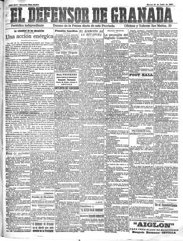 'El Defensor de Granada  : diario político independiente' - Año XLV Número 21084  - 1923 Junio 19