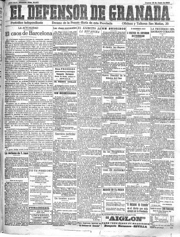 'El Defensor de Granada  : diario político independiente' - Año XLV Número 21086  - 1923 Junio 21