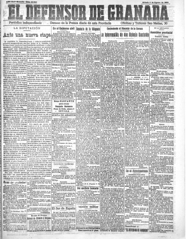 'El Defensor de Granada  : diario político independiente' - Año XLV Número 22024  - 1923 Agosto 04