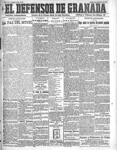 'El Defensor de Granada  : diario político independiente' - Año XLV Número 22054  - 1923 Septiembre 08