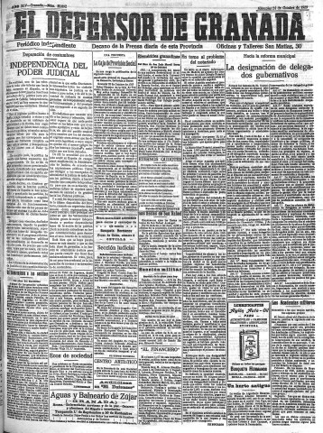 'El Defensor de Granada  : diario político independiente' - Año XLV Número 22092  - 1923 Octubre 24