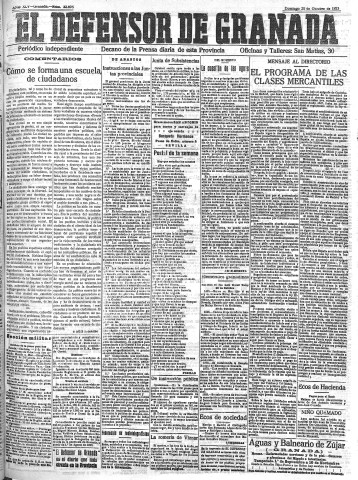'El Defensor de Granada  : diario político independiente' - Año XLV Número 22096  - 1923 Octubre 28