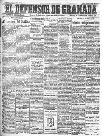 'El Defensor de Granada  : diario político independiente' - Año XLV Número 23002  - 1923 Noviembre 16