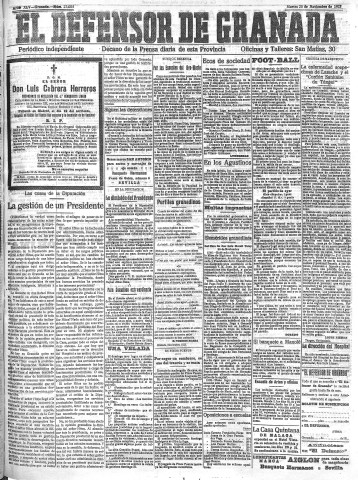'El Defensor de Granada  : diario político independiente' - Año XLV Número 23005  - 1923 Noviembre 20
