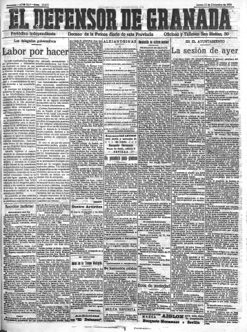'El Defensor de Granada  : diario político independiente' - Año XLV Número 23035  - 1923 Diciembre 13