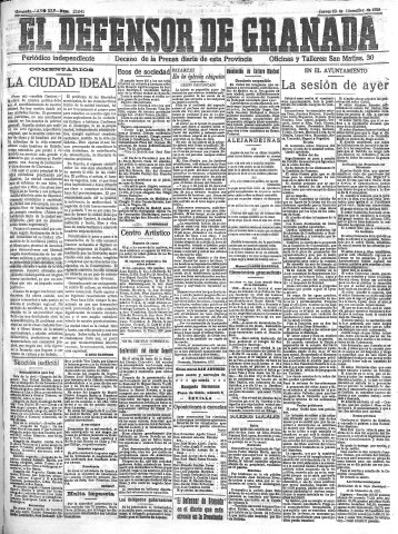 'El Defensor de Granada  : diario político independiente' - Año XLV Número 23041  - 1923 Diciembre 20