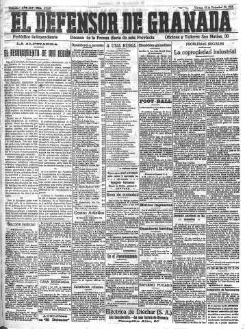 'El Defensor de Granada  : diario político independiente' - Año XLV Número 23047  - 1923 Diciembre 28