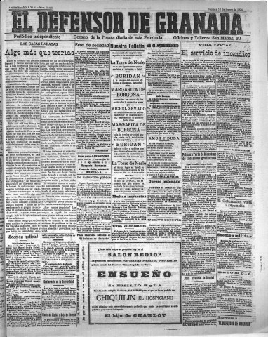 'El Defensor de Granada  : diario político independiente' - Año XLVI Número 23065  - 1924 Enero 18