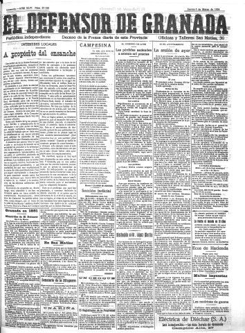 'El Defensor de Granada  : diario político independiente' - Año XLVI Número 23106  - 1924 Marzo 06