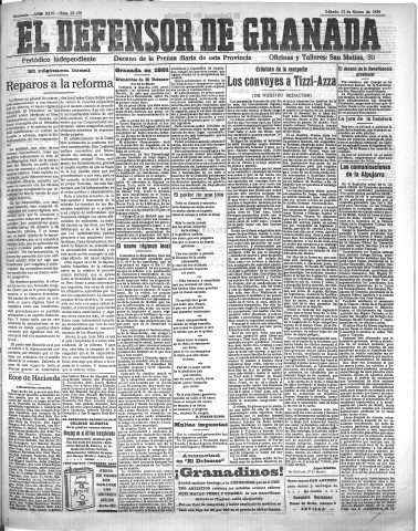 'El Defensor de Granada  : diario político independiente' - Año XLVI Número 23120  - 1924 Marzo 22