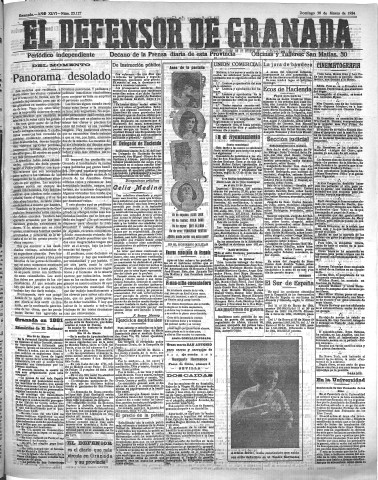 'El Defensor de Granada  : diario político independiente' - Año XLVI Número 23127  - 1924 Marzo 30