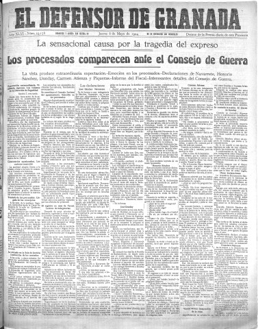 'El Defensor de Granada  : diario político independiente' - Año XLVI Número 23158  - 1924 Mayo 08