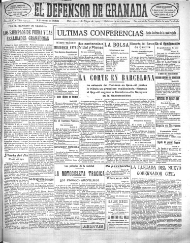 'El Defensor de Granada  : diario político independiente' - Año XLVI Número 23177 Ed. Mañana - 1924 Mayo 21
