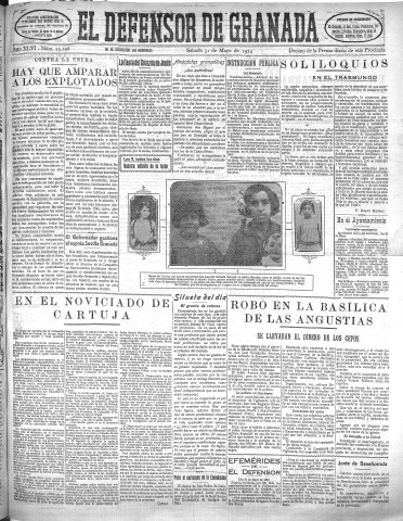 'El Defensor de Granada  : diario político independiente' - Año XLVI Número 23196 Ed. Mañana - 1924 Mayo 31