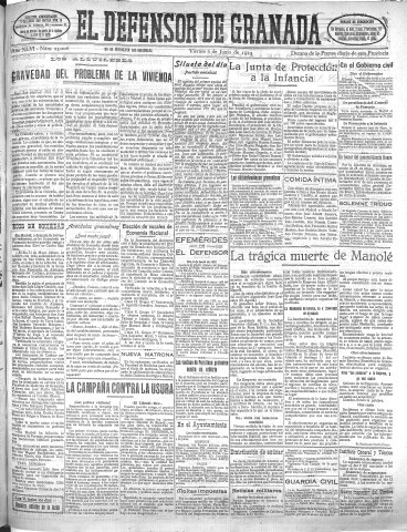 'El Defensor de Granada  : diario político independiente' - Año XLVI Número 23206 Ed. Mañana - 1924 Junio 06