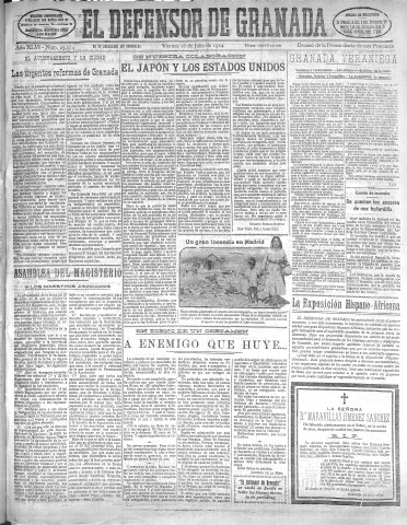 'El Defensor de Granada  : diario político independiente' - Año XLVI Número 23274 Ed. Mañana - 1924 Julio 18