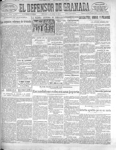 'El Defensor de Granada  : diario político independiente' - Año XLVI Número 23282 Ed. Mañana - 1924 Julio 23