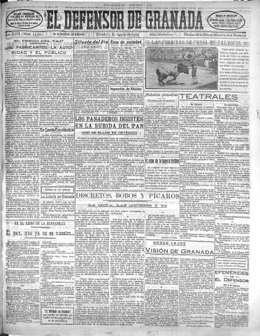 'El Defensor de Granada  : diario político independiente' - Año XLVI Número 23300 Ed. Mañana - 1924 Agosto 02