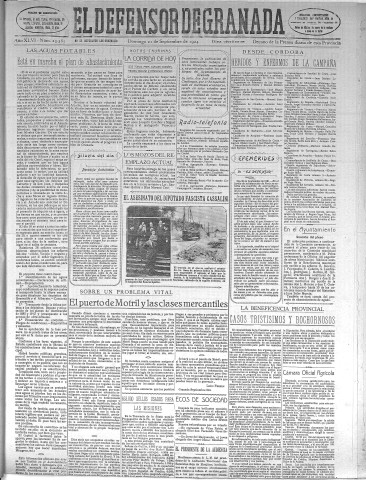 'El Defensor de Granada  : diario político independiente' - Año XLVI Número 23385 Ed. Mañana - 1924 Septiembre 21