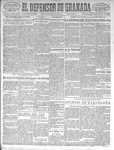 'El Defensor de Granada  : diario político independiente' - Año XLVI Número 23396 Ed. Mañana - 1924 Septiembre 27