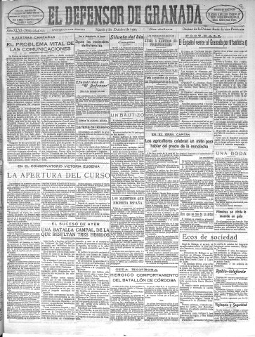 'El Defensor de Granada  : diario político independiente' - Año XLVI Número 23412 Ed. Mañana - 1924 Octubre 07