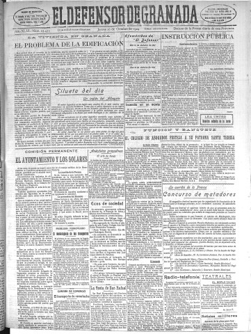 'El Defensor de Granada  : diario político independiente' - Año XLVI Número 23433 Ed. Mañana - 1924 Octubre 16