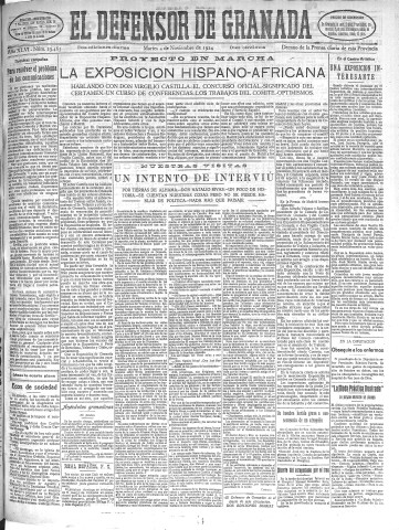 'El Defensor de Granada  : diario político independiente' - Año XLVI Número 23465 Ed. Mañana - 1924 Noviembre 04