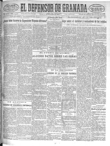 'El Defensor de Granada  : diario político independiente' - Año XLVI Número 23498 Ed. Mañana - 1924 Noviembre 22