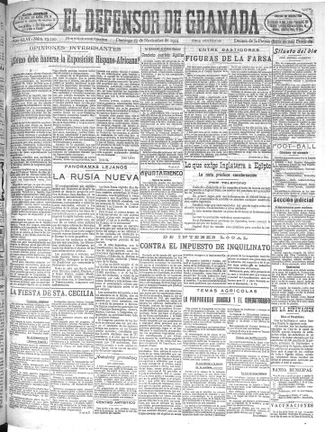 'El Defensor de Granada  : diario político independiente' - Año XLVI Número 23500 Ed. Mañana - 1924 Noviembre 23
