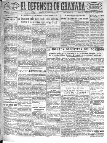 'El Defensor de Granada  : diario político independiente' - Año XLVI Número 23502 Ed. Mañana - 1924 Noviembre 25