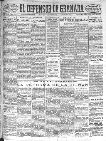 'El Defensor de Granada  : diario político independiente' - Año XLVI Número 23518 Ed. Mañana - 1924 Diciembre 04