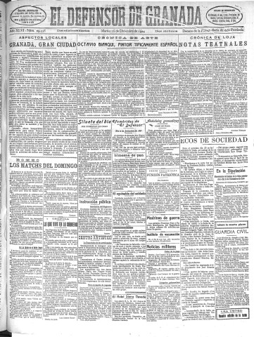 'El Defensor de Granada  : diario político independiente' - Año XLVI Número 23538 Ed. Mañana - 1924 Diciembre 16
