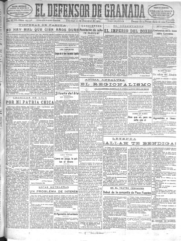 'El Defensor de Granada  : diario político independiente' - Año XLVI Número 23548 Ed. Mañana - 1924 Diciembre 21
