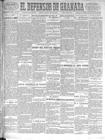 'El Defensor de Granada  : diario político independiente' - Año XLVI Número 23550 Ed. Mañana - 1924 Diciembre 23